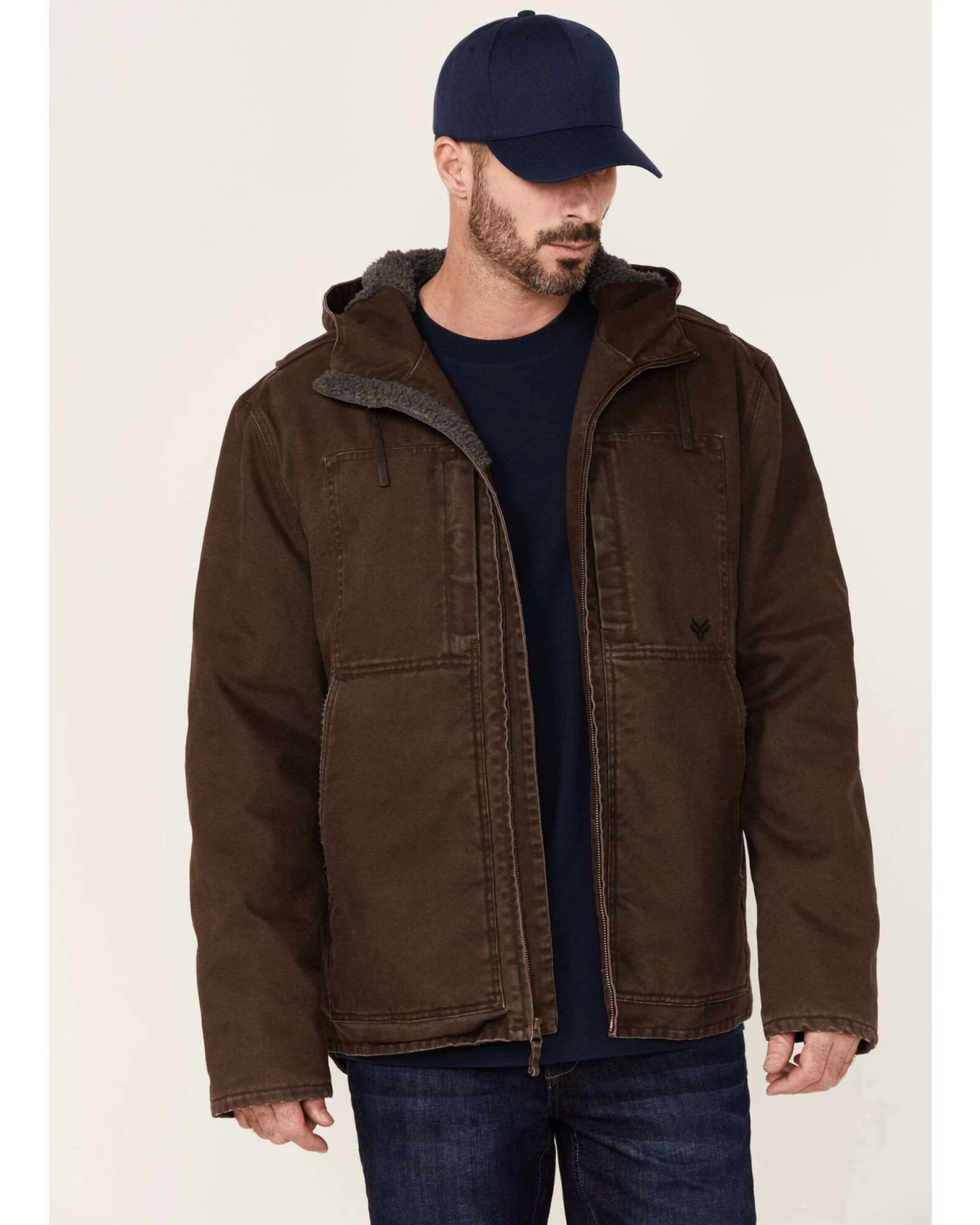 Hawx Men's Brown Castile Weathered Duck Hooded Zip-Front Insulated Work Jacket 1 Hawx Men's Brown Castile Weathered Duck Hooded Zip-Front Insulated Work Jacket