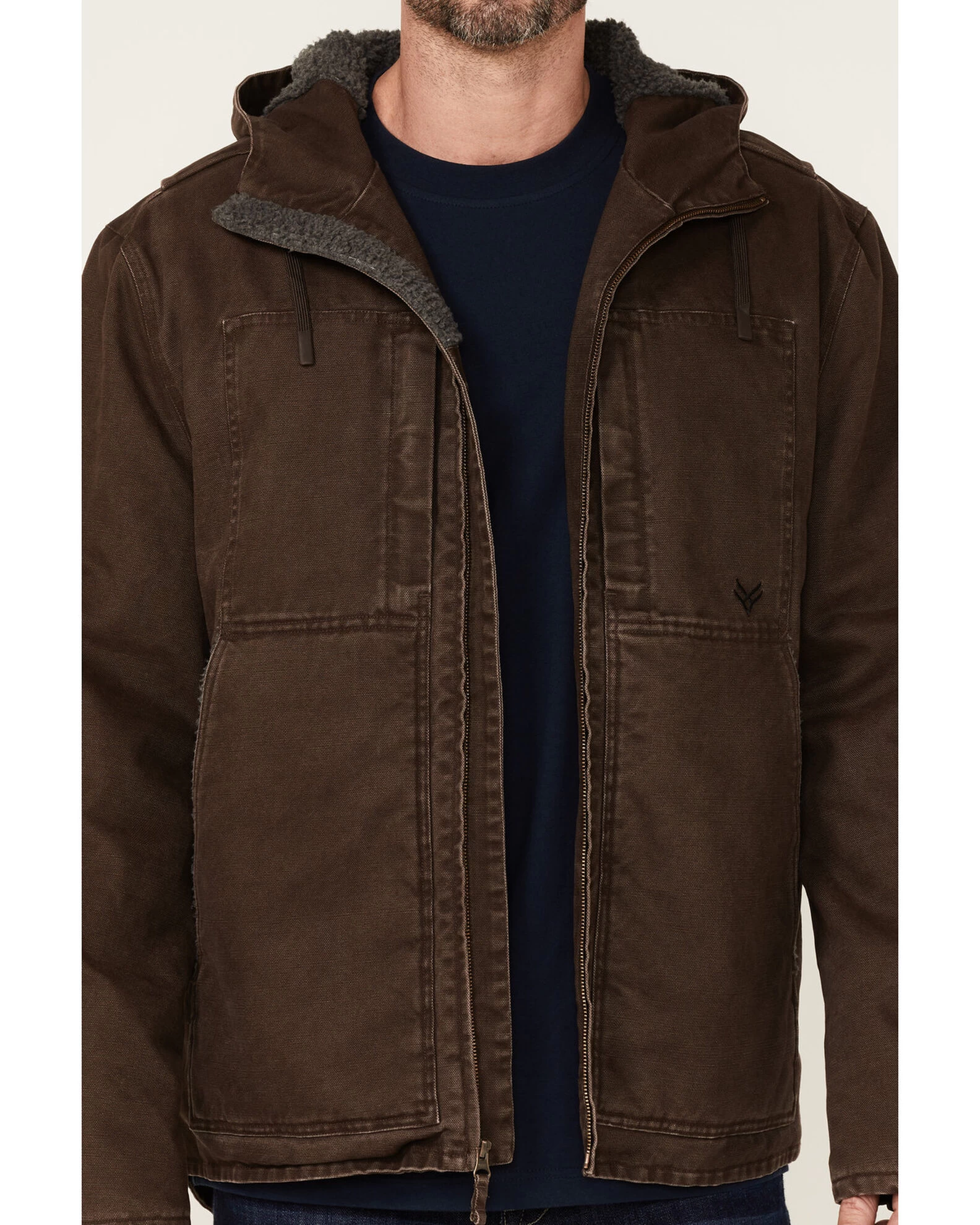 Hawx Men's Brown Castile Weathered Duck Hooded Zip-Front Insulated Work Jacket 3 Hawx Men's Brown Castile Weathered Duck Hooded Zip-Front Insulated Work Jacket - Image 3