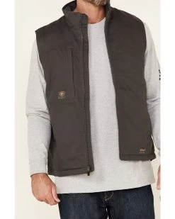 Ariat Men's Rebar Gray Washed Duracanvas Insulated Zip-Front Work Vest -Western Cowboy Shop 2000343529 020 P3