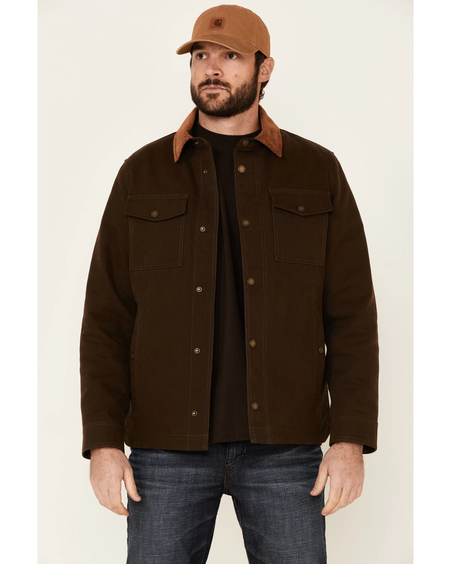 Pendleton Men's Solid Olive Canvas Snap-Down Shirt Jacket 4 Pendleton Men's Solid Olive Canvas Snap-Down Shirt Jacket - Image 4