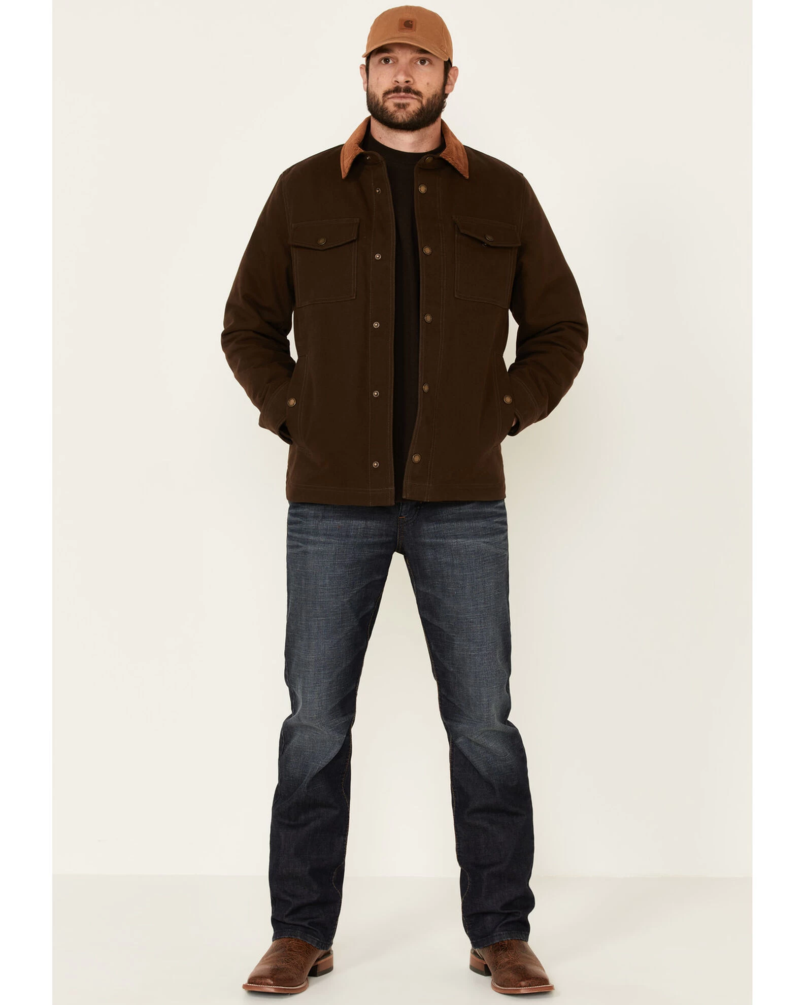 Pendleton Men's Solid Olive Canvas Snap-Down Shirt Jacket 2 Pendleton Men's Solid Olive Canvas Snap-Down Shirt Jacket - Image 2