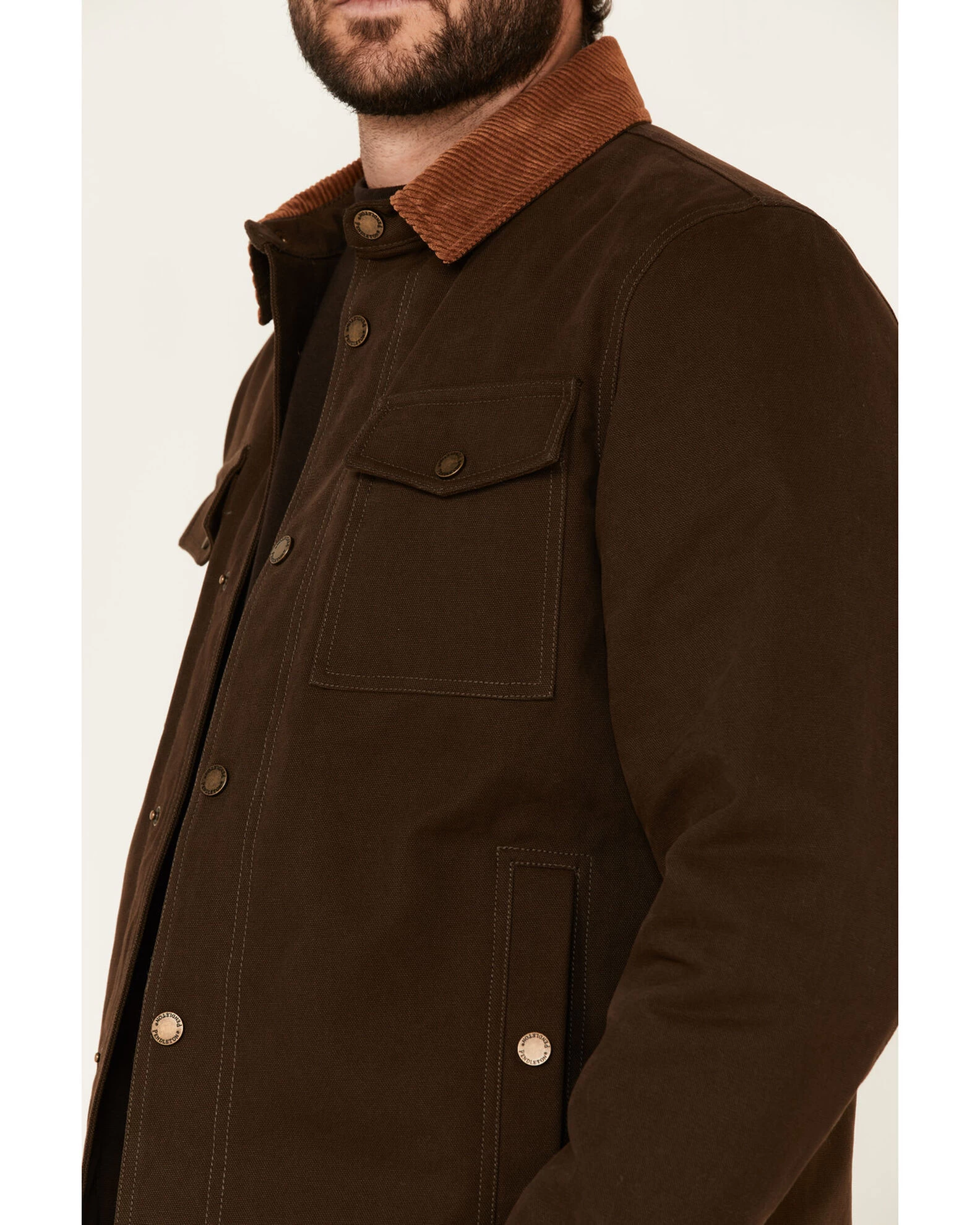 Pendleton Men's Solid Olive Canvas Snap-Down Shirt Jacket 1 Pendleton Men's Solid Olive Canvas Snap-Down Shirt Jacket