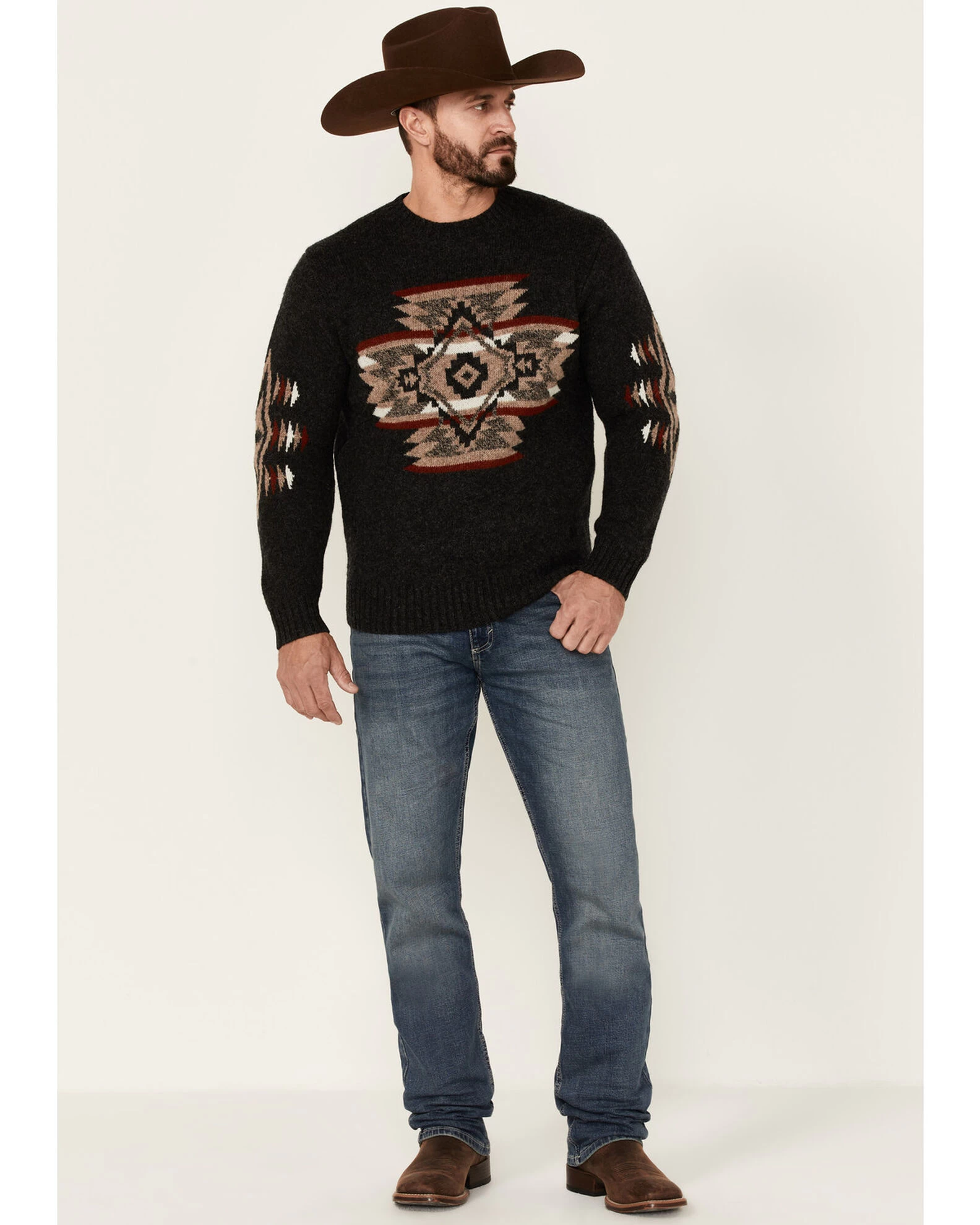 Pendleton Men's Shetland Wool Washable Crew Sweater - Heather Black 1 Pendleton Men's Shetland Wool Washable Crew Sweater - Heather Black