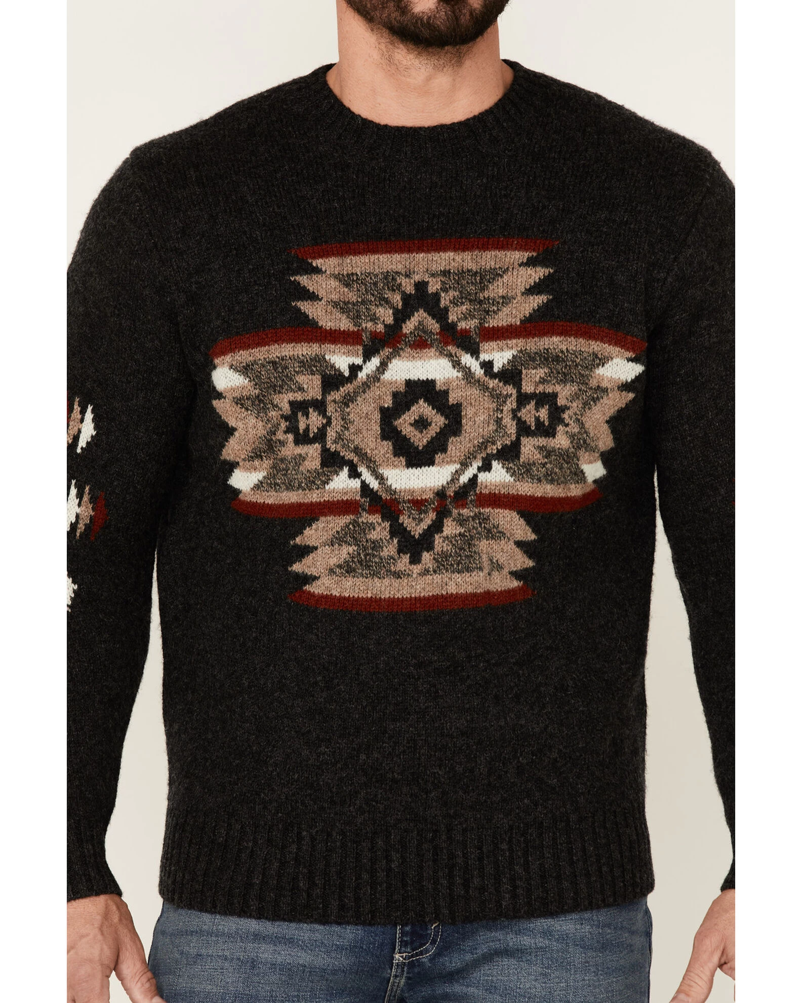 Pendleton Men's Shetland Wool Washable Crew Sweater - Heather Black 2 Pendleton Men's Shetland Wool Washable Crew Sweater - Heather Black - Image 2