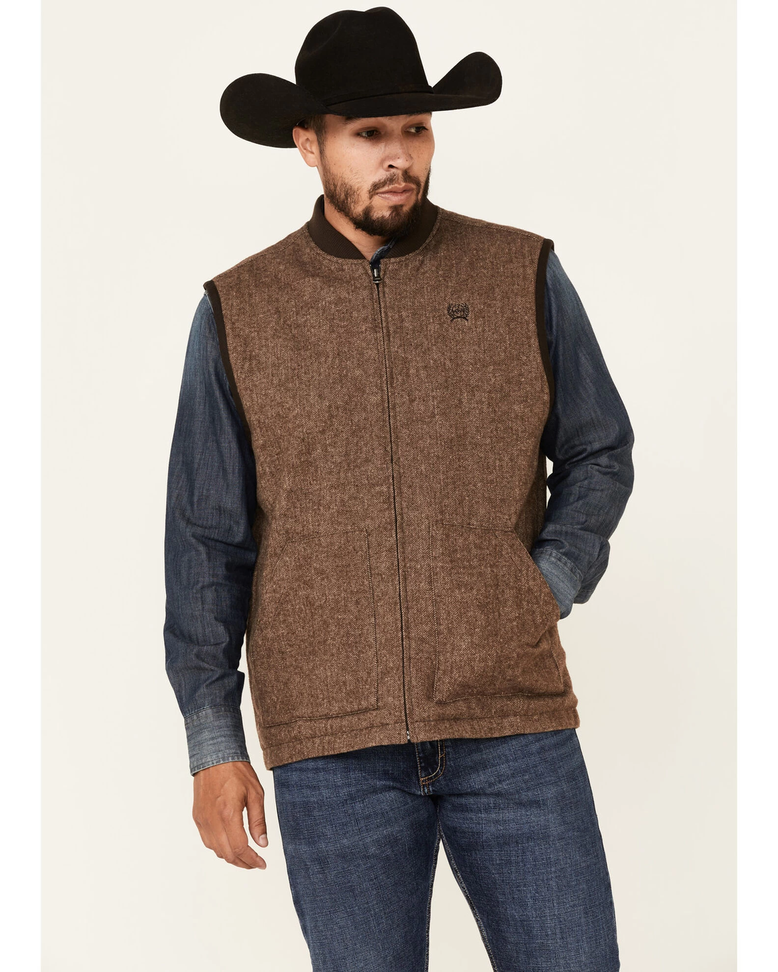 Cinch Men's Wool Canvas Reversible Zip-Front Vest 2 Cinch Men's Wool Canvas Reversible Zip-Front Vest - Image 2
