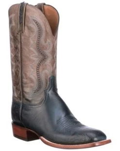 Lucchese Men's Navy Cecil Western Boots - Broad Square Toe -Western Cowboy Shop 2000346924 410 P1
