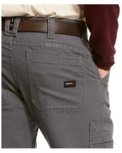 Ariat Men's Grey FR M5 Duralight Stretch Canvas Straight Work Pants - Big