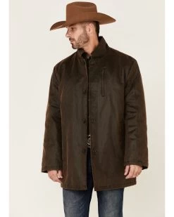 Cripple Creek Men's Enzyme Washed Storm-Flap Long Dress Coat