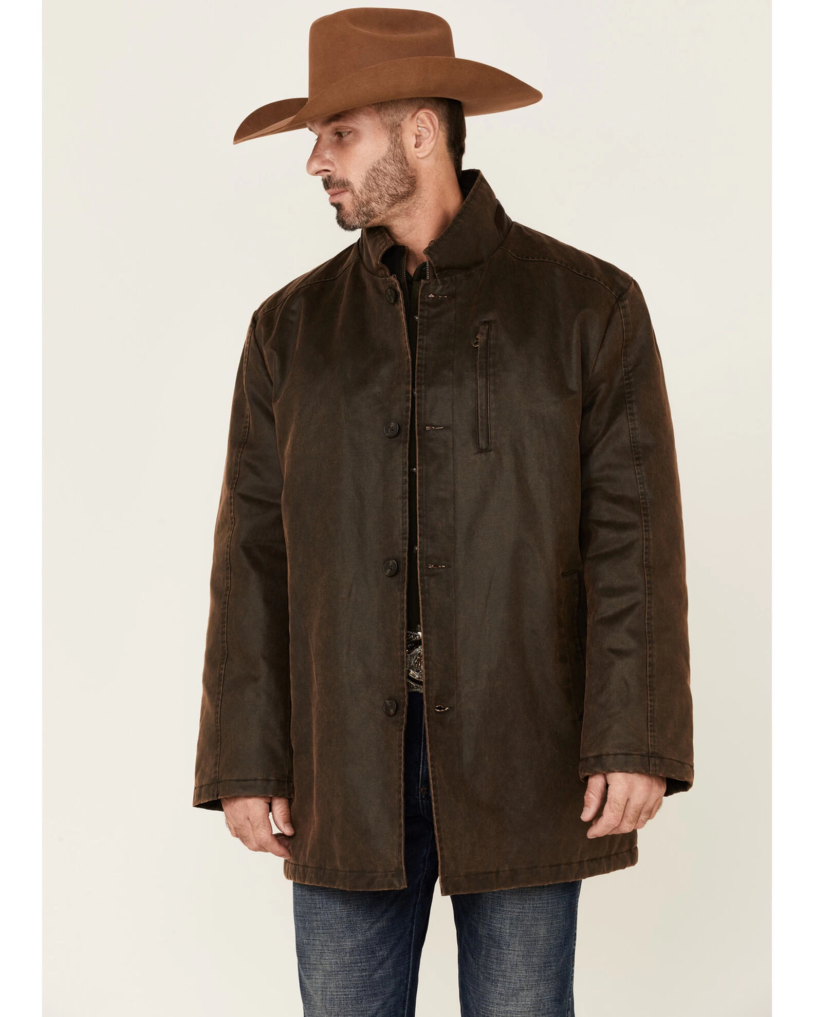 Cripple Creek Men's Enzyme Washed Storm-Flap Long Dress Coat 1 Cripple Creek Men's Enzyme Washed Storm-Flap Long Dress Coat