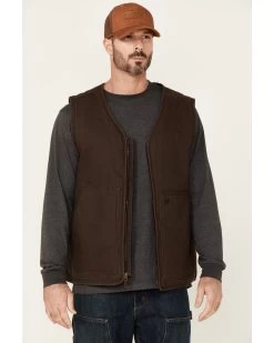 Hawx Men's Brown Weathered Canvas Zip-Front Sherpa Lined Work Vest -Western Cowboy Shop 2000351541 200 P1