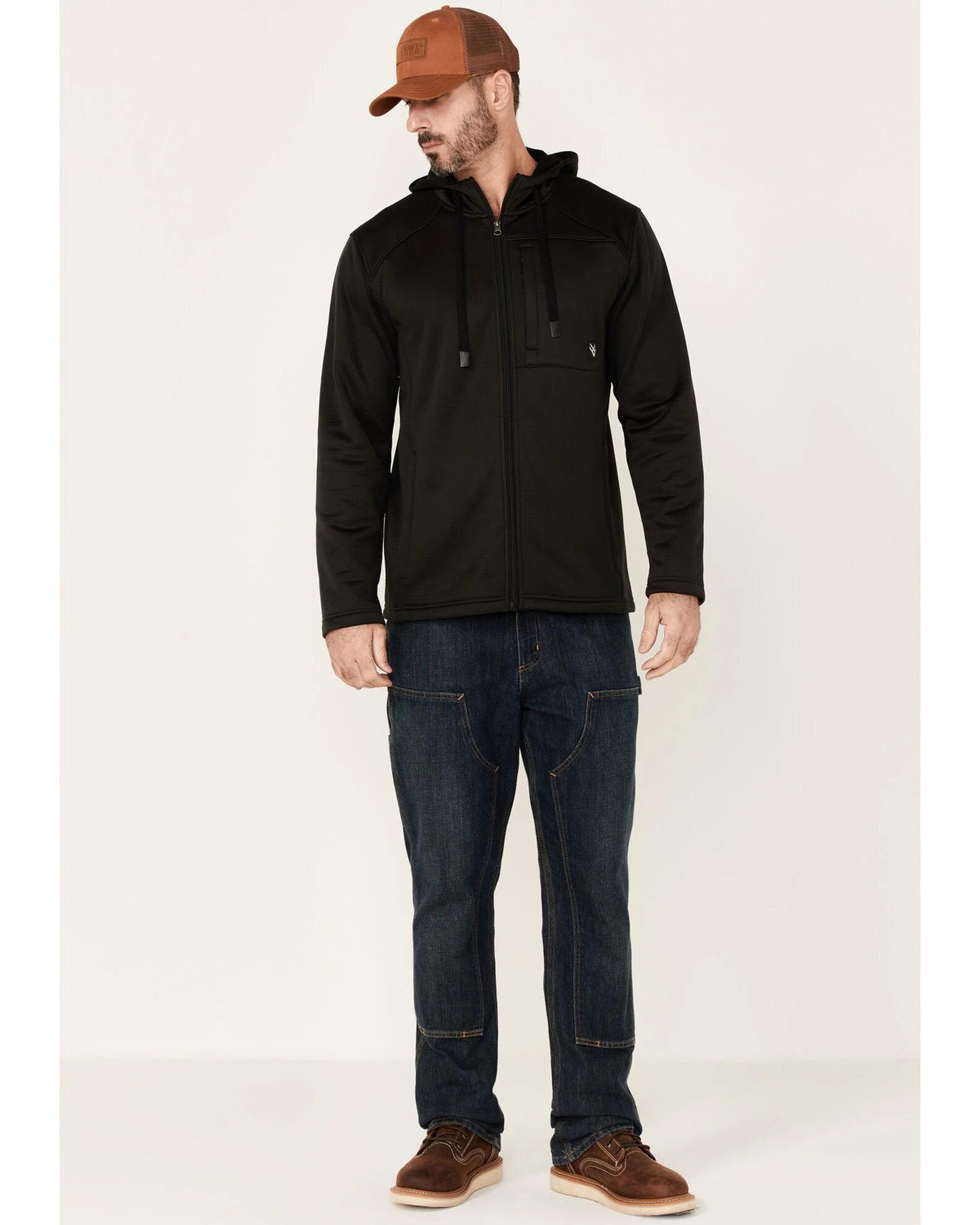 Hawx Men's Merrick Grid Back Zip-Front Fleece Hooded Work Jacket 1 Hawx Men's Merrick Grid Back Zip-Front Fleece Hooded Work Jacket