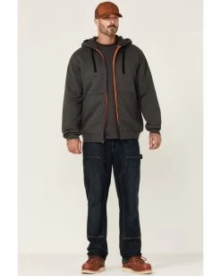 Hawx Men's Charcoal Sherpa-Lined Zip-Front Hooded Work Jacket