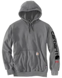 Carhartt Men's FR Solid Force Midweight Signature Logo Hooded Work Sweatshirt