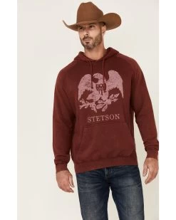 Stetson Men's Red Mineral Wash Distressed Eagle Graphic Hooded Sweatshirt -Western Cowboy Shop 2000354136 400 P1