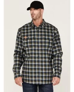 Hawx Men's FR Buffalo Plaid Print Long Sleeve Button-Down Work Shirt
