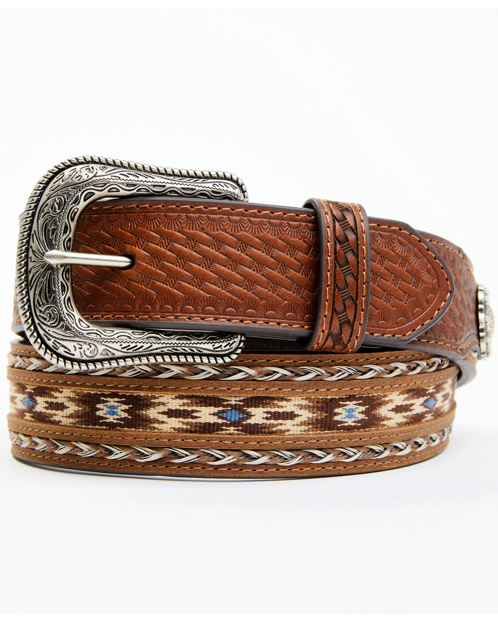 Cody James Men's Southwestern Concho Ribbon Inlay Belt 2 Cody James Men's Southwestern Concho Ribbon Inlay Belt - Image 2