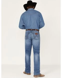 Wrangler Retro Men's Llano Light Medium Wash Stretch Slim Bootcut Jeans -Western Cowboy Shop 2000365069 413 P3