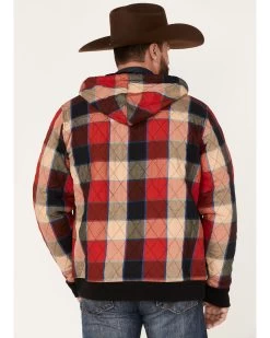 Wrangler Men's Zip Front Quilted Flannel Hooded Jacket