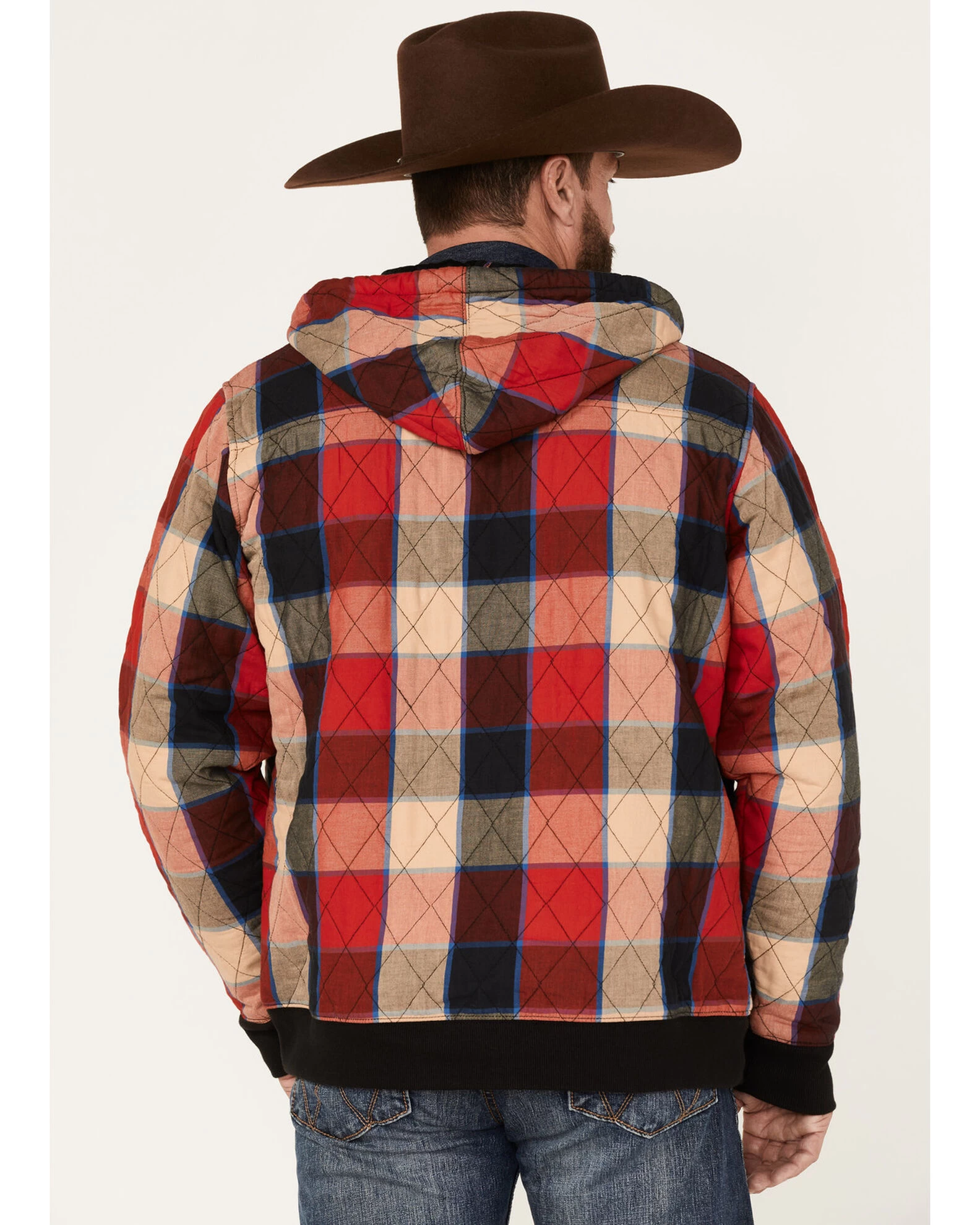 Wrangler Men's Zip Front Quilted Flannel Hooded Jacket 1 Wrangler Men's Zip Front Quilted Flannel Hooded Jacket