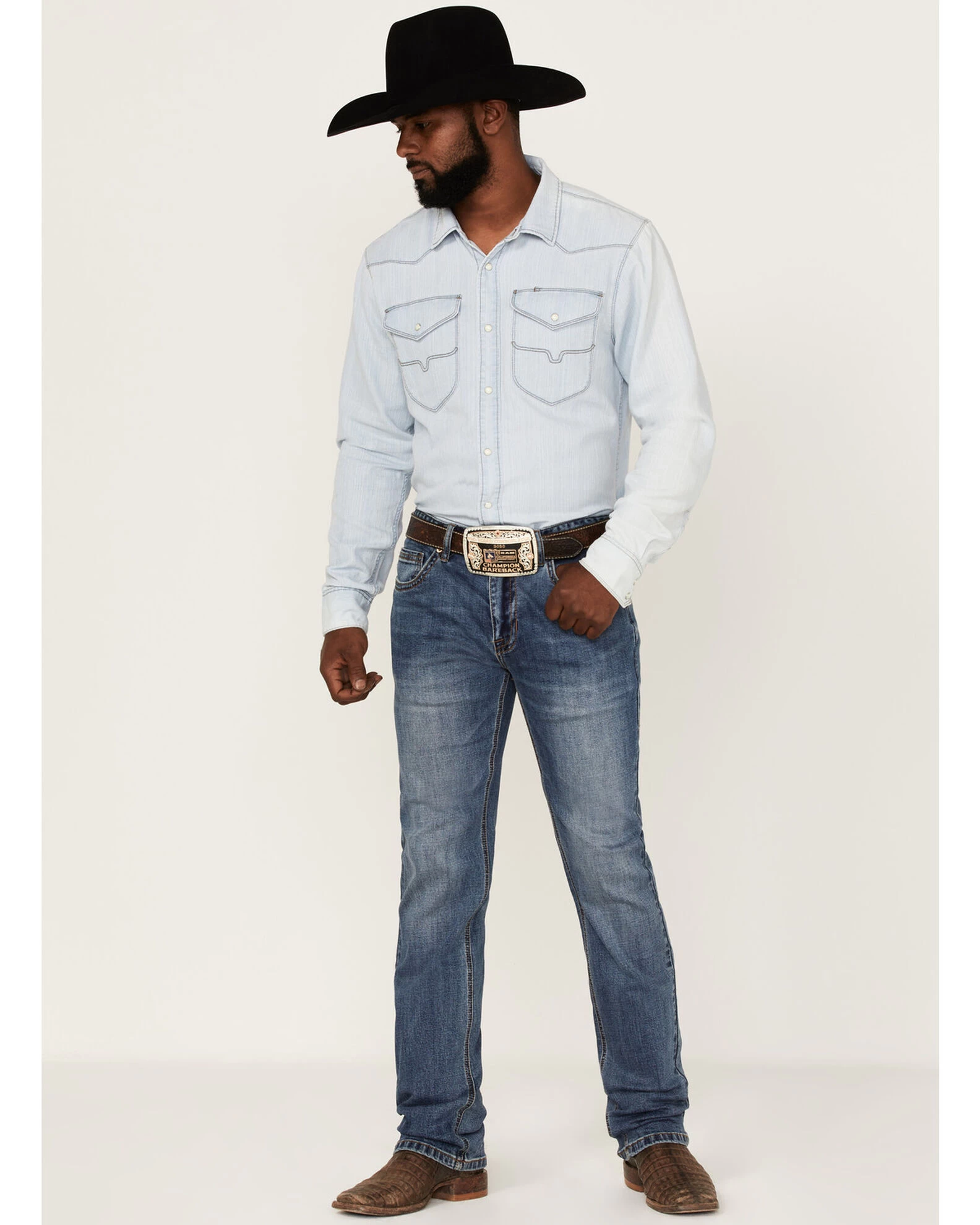 Hooey By Rock & Roll Denim Men's Revolver Medium Wash Reflex Stretch Slim Straight Jeans 2 Hooey By Rock & Roll Denim Men's Revolver Medium Wash Reflex Stretch Slim Straight Jeans - Image 2