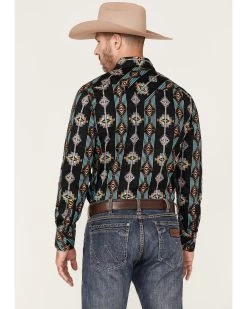 Rock & Roll Denim Men's Vertical Southwestern Print Long Sleeve Snap Western Shirt