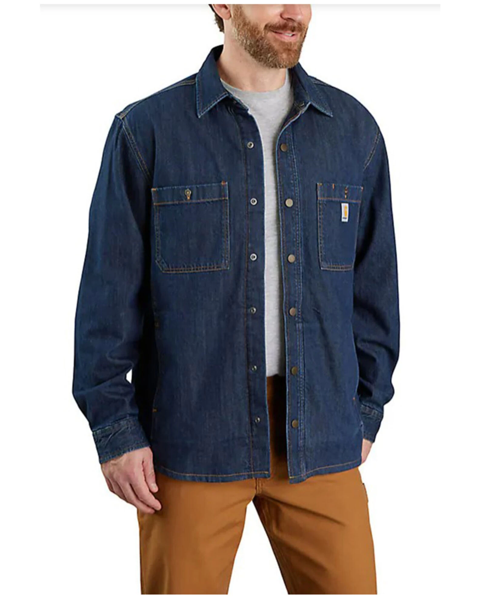Carhartt Men's Relaxed Fit Denim Fleece Lined Snap-Front Shirt Jacket 3 Carhartt Men's Relaxed Fit Denim Fleece Lined Snap-Front Shirt Jacket - Image 3