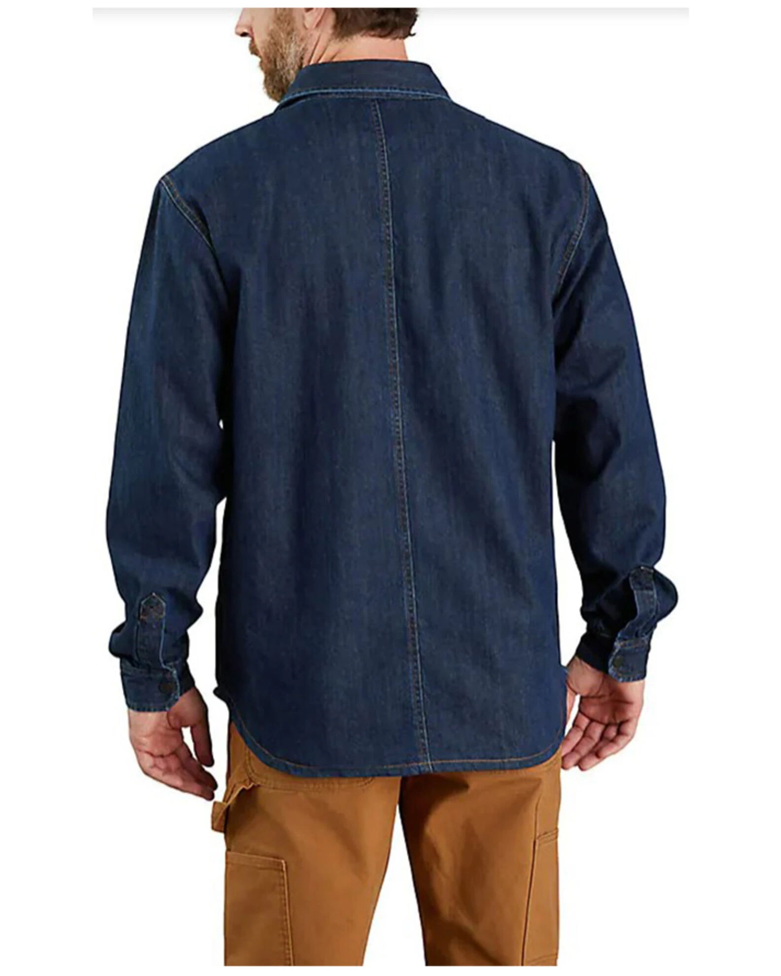 Carhartt Men's Relaxed Fit Denim Fleece Lined Snap-Front Shirt Jacket 2 Carhartt Men's Relaxed Fit Denim Fleece Lined Snap-Front Shirt Jacket - Image 2