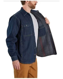 Carhartt Men's Relaxed Fit Denim Fleece Lined Snap-Front Shirt Jacket