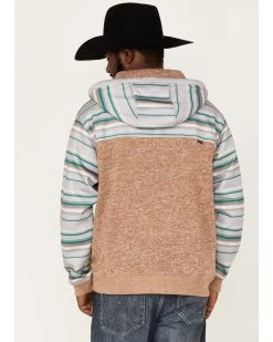 Hooey Men's Jimmy Multi-Colored Stripe 1/4 Button Hooded Pullover Sweatshirt