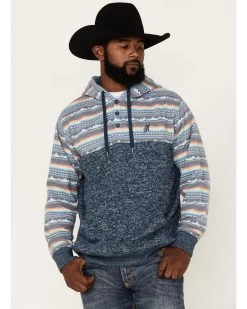 Hooey Men's Southwestern Print Landscape 1/4 Button Hooded Pullover -Western Cowboy Shop 2000370572 410 P1