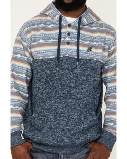 Hooey Men's Southwestern Print Landscape 1/4 Button Hooded Pullover -Western Cowboy Shop 2000370572 410 P3