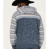 Hooey Men's Southwestern Print Landscape 1/4 Button Hooded Pullover