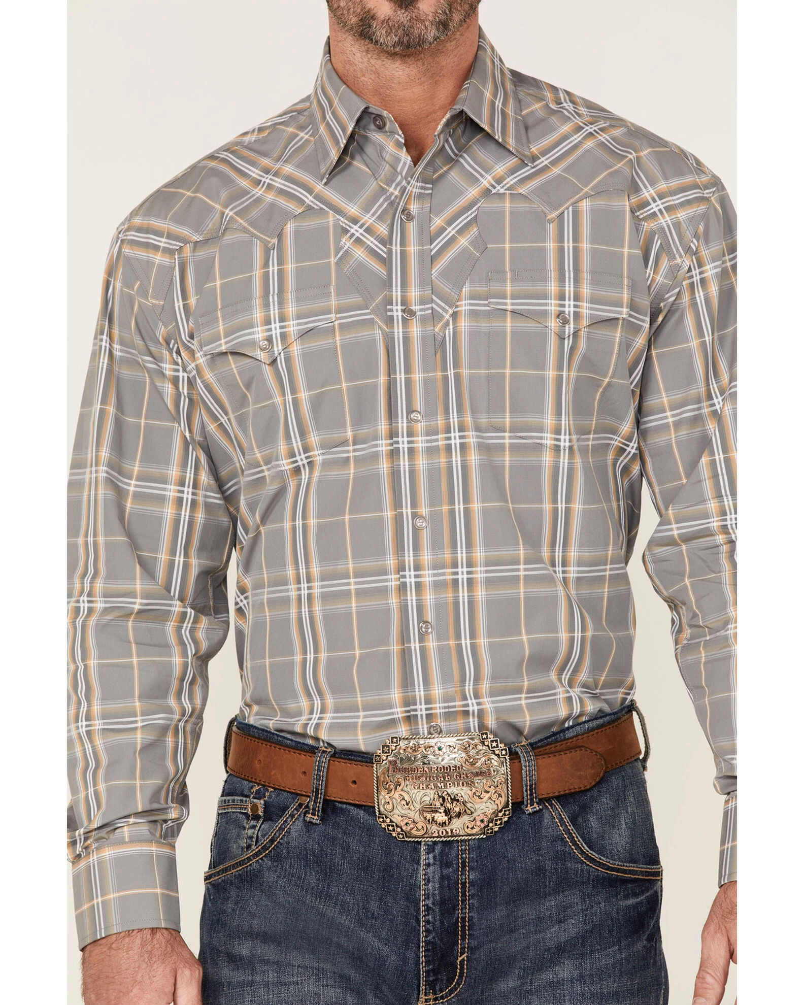 Stetson Men's Smoke Plaid Long Sleeve Snap Western Shirt 2 Stetson Men's Smoke Plaid Long Sleeve Snap Western Shirt - Image 2