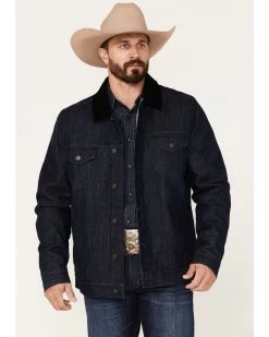 Cody James Men's Grand Teton Dark Wash Sherpa Cord Collar Denim Jacket -Western Cowboy Shop 2000373949 416 P1