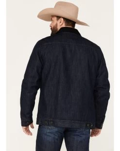 Cody James Men's Grand Teton Dark Wash Sherpa Cord Collar Denim Jacket