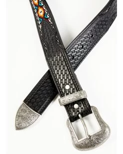 Cody James Men's Basketweave Billet With Southwestern Strap 3PC Buckle Belt