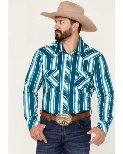 Rock & Roll Denim Men's Dale Brisby Stripe Stretch Long Sleeve Pearl Snap Shirt -Western Cowboy Shop 2000376159 440 P1