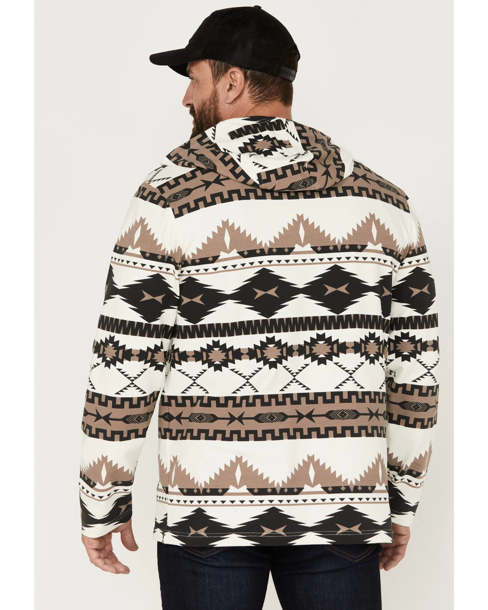 Powder River Outfitters Men's 1/4 Zip Southwestern Print Hooded Sweatshirt 1 Powder River Outfitters Men's 1/4 Zip Southwestern Print Hooded Sweatshirt