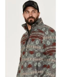 Powder River Outfitters Men's 1/2 Zip Southwestern Print Fleece Sweatshirt