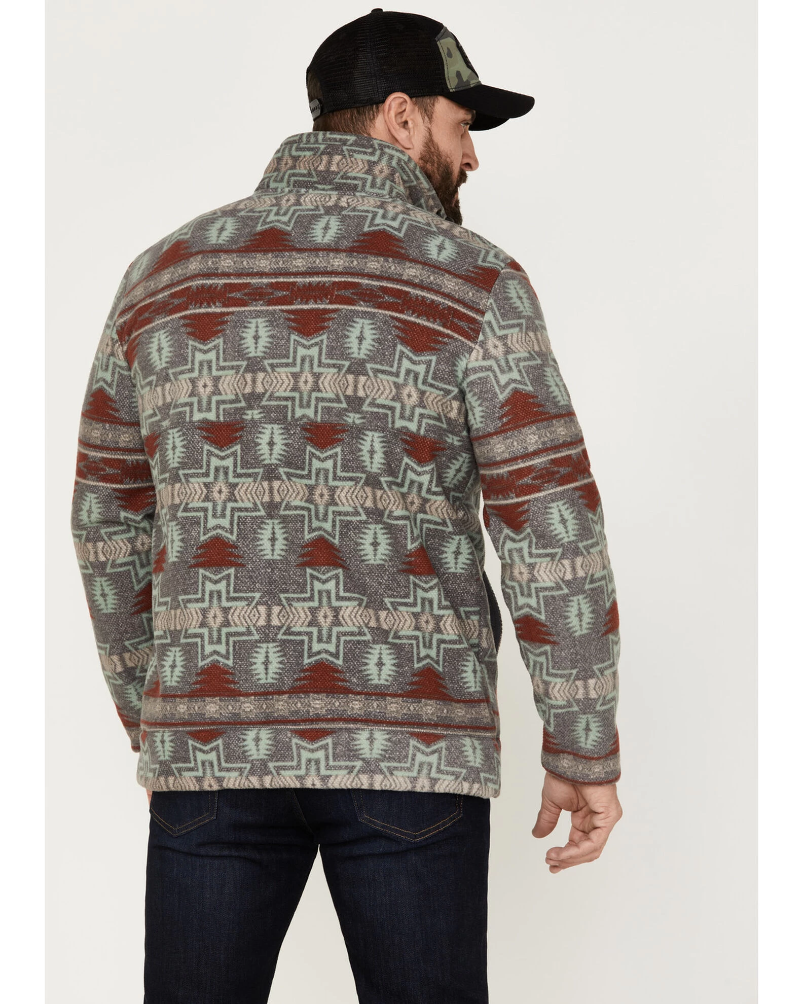 Powder River Outfitters Men's 1/2 Zip Southwestern Print Fleece Sweatshirt 2 Powder River Outfitters Men's 1/2 Zip Southwestern Print Fleece Sweatshirt - Image 2