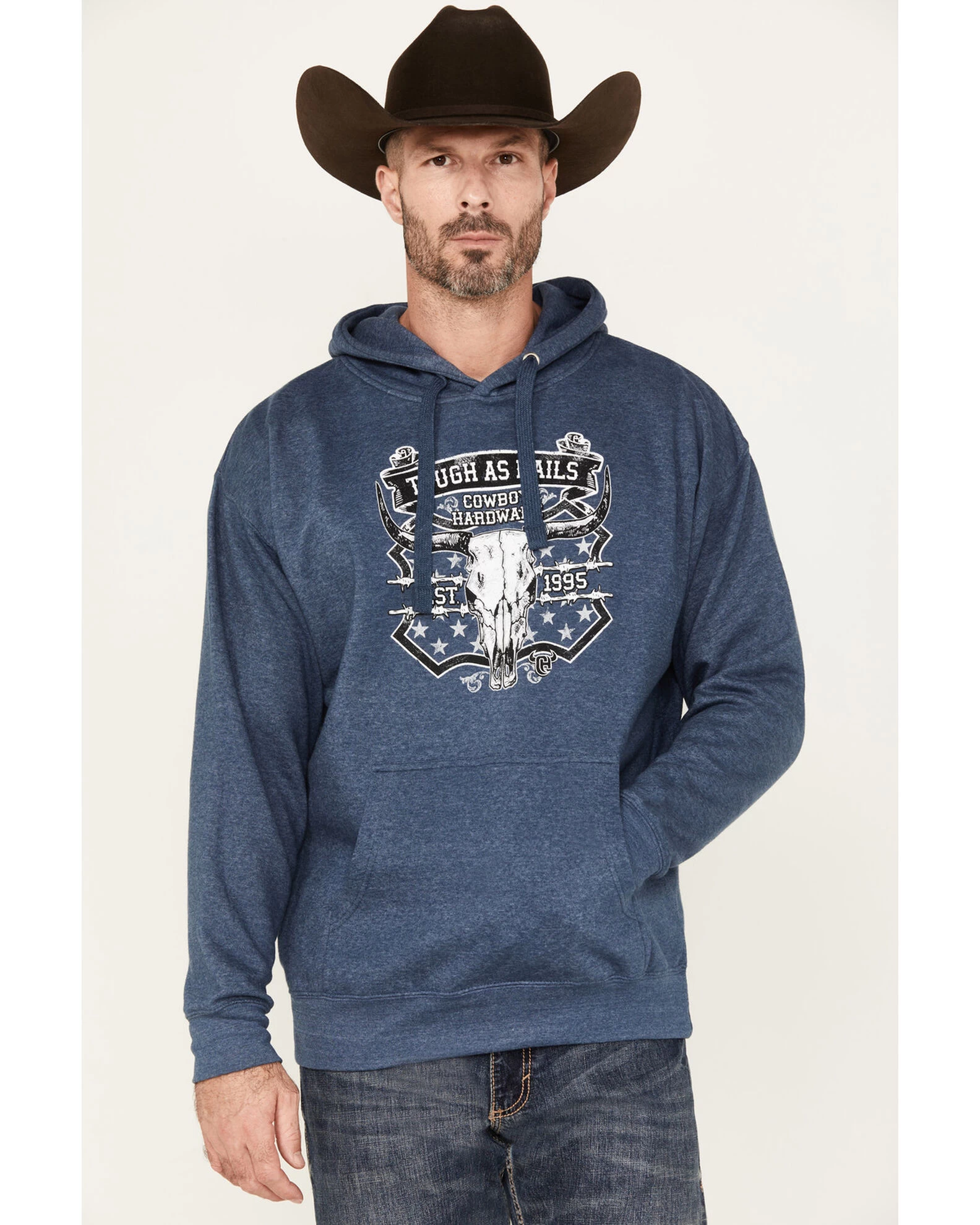 Cowboy Hardware Men's Tough As Nails Skull Graphic Hooded Sweatshirt 1 Cowboy Hardware Men's Tough As Nails Skull Graphic Hooded Sweatshirt