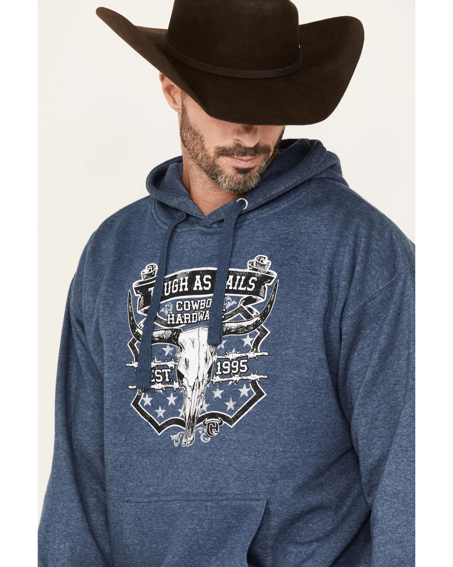 Cowboy Hardware Men's Tough As Nails Skull Graphic Hooded Sweatshirt 3 Cowboy Hardware Men's Tough As Nails Skull Graphic Hooded Sweatshirt - Image 3