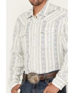 Wrangler Retro Men's Premium Southwestern Striped Long Sleeve Snap Western Shirt