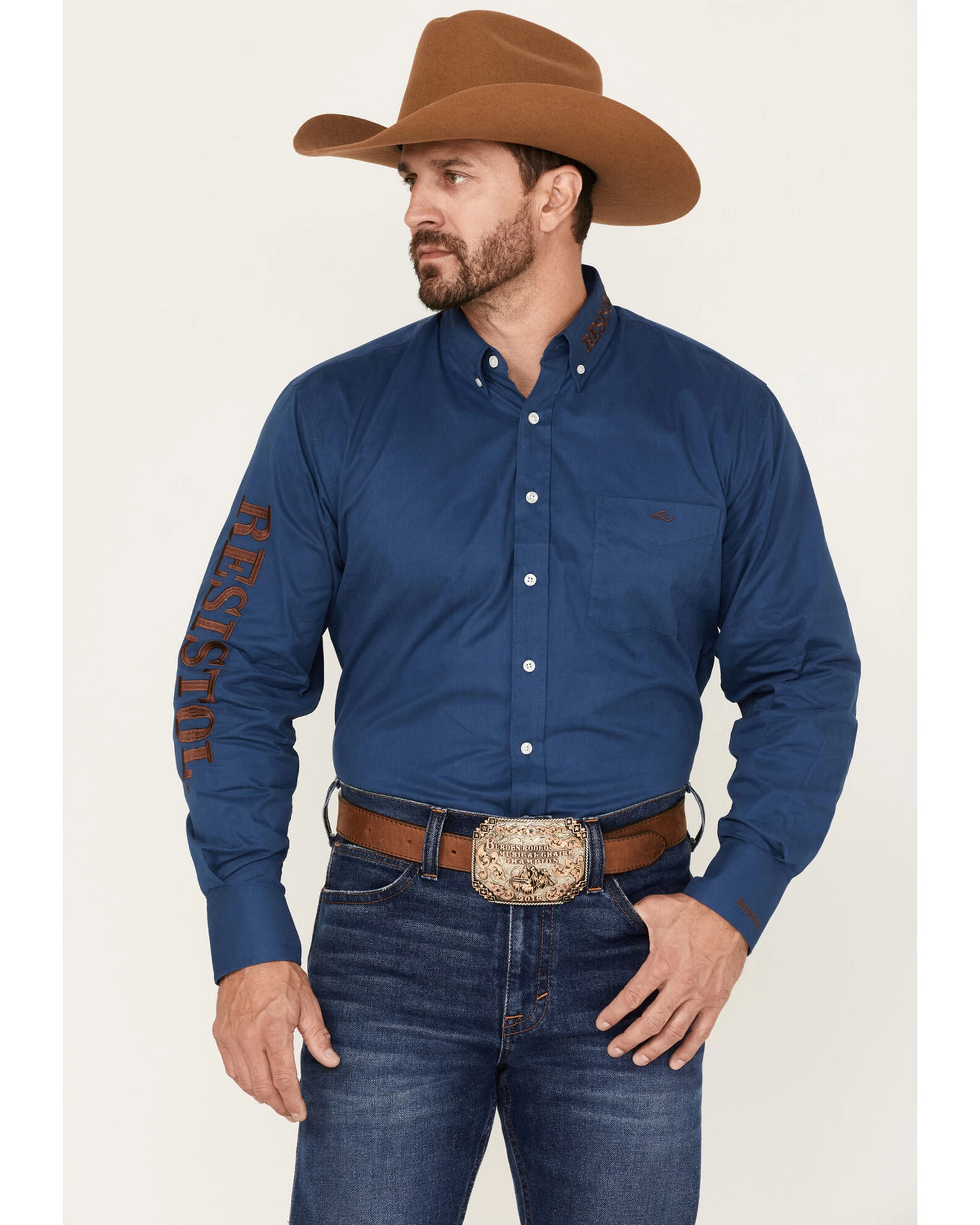 Resistol Men's Arrow Solid Logo Button Down Western Shirt 1 Resistol Men's Arrow Solid Logo Button Down Western Shirt