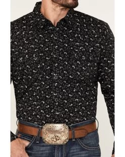 Moonshine Spirit Men's Electric Paisley Print Long Sleeve Snap Western Shirt
