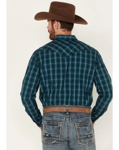 Moonshine Spirit Men's Bayou Plaid Print Long Sleeve Western Snap Shirt -Western Cowboy Shop 2000380513 442 P4