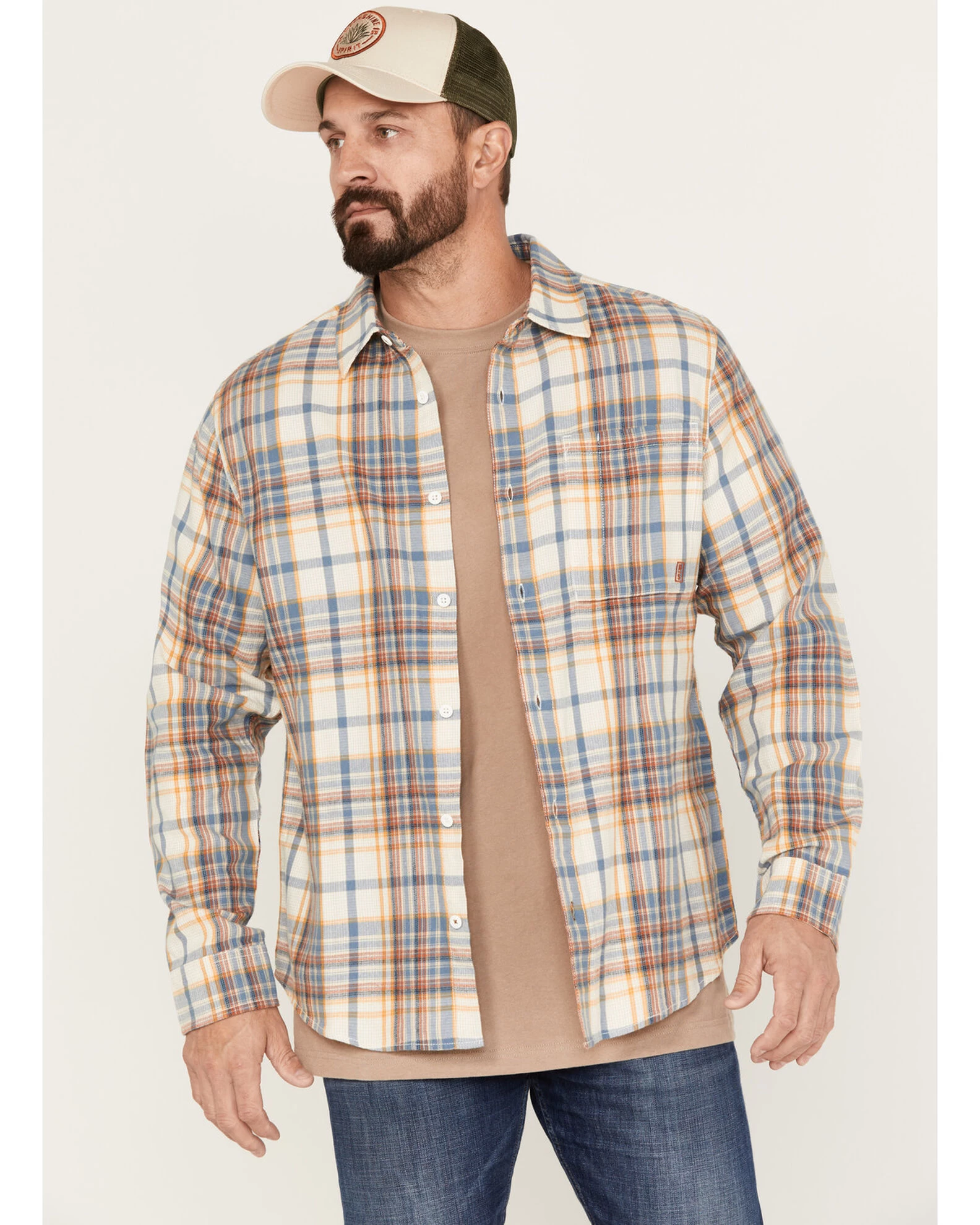 Brothers & Sons Men's Casual Plaid Print Long Sleeve Woven Shirt 1 Brothers & Sons Men's Casual Plaid Print Long Sleeve Woven Shirt