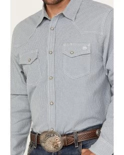 Blue Ranchwear Men's Plaid Print Long Sleeve Western Pearl Snap Shirt 7 Blue Ranchwear Men's Plaid Print Long Sleeve Western Pearl Snap Shirt -Western Cowboy Shop 2000382807 402 P3