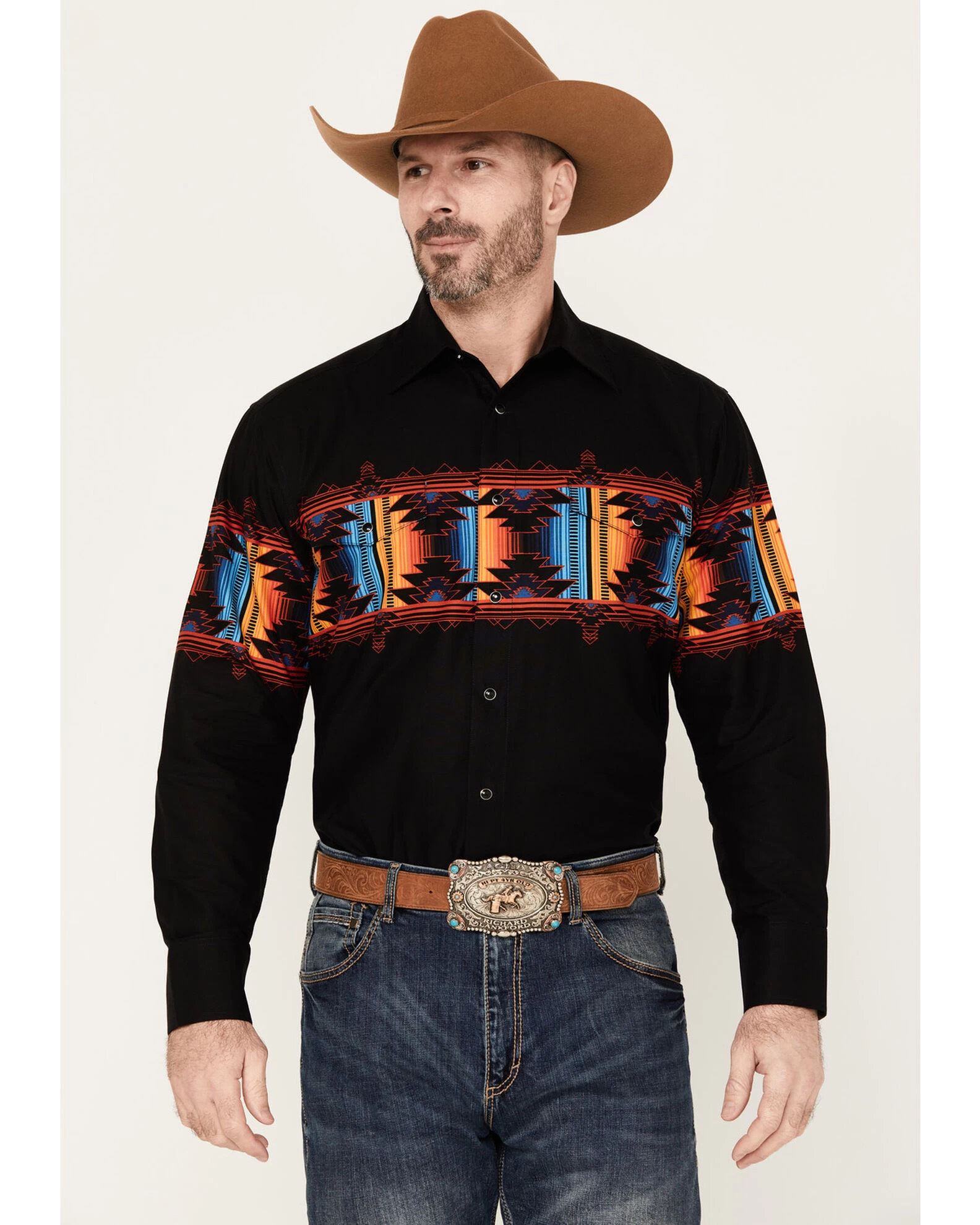 Panhandle Men's Southwestern Border Long Sleeve Western Snap Shirt 2 Panhandle Men's Southwestern Border Long Sleeve Western Snap Shirt - Image 2