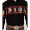 Panhandle Men's Southwestern Border Long Sleeve Western Snap Shirt